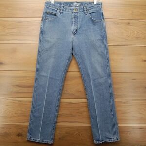 Wrangler Jeans Mens 34x32 Blue Advanced Comfort Relaxed Fit Denim Straight Leg